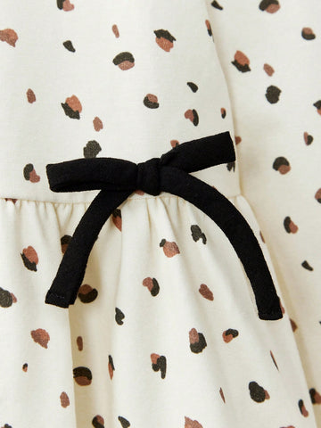 Maija Loose Casual Round Neck Butterfly Decor Print Young Girl Dress