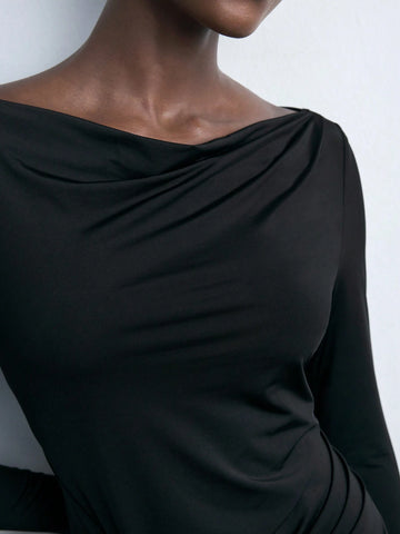 Maija New Elegant Urban Casual Party Vintage Black Metal Button Short Dress For Women Autumn/Winter