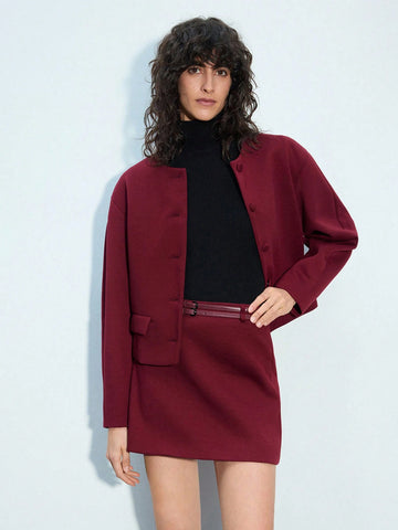 Maija Women Short Solid Color Elegant Office Skirt