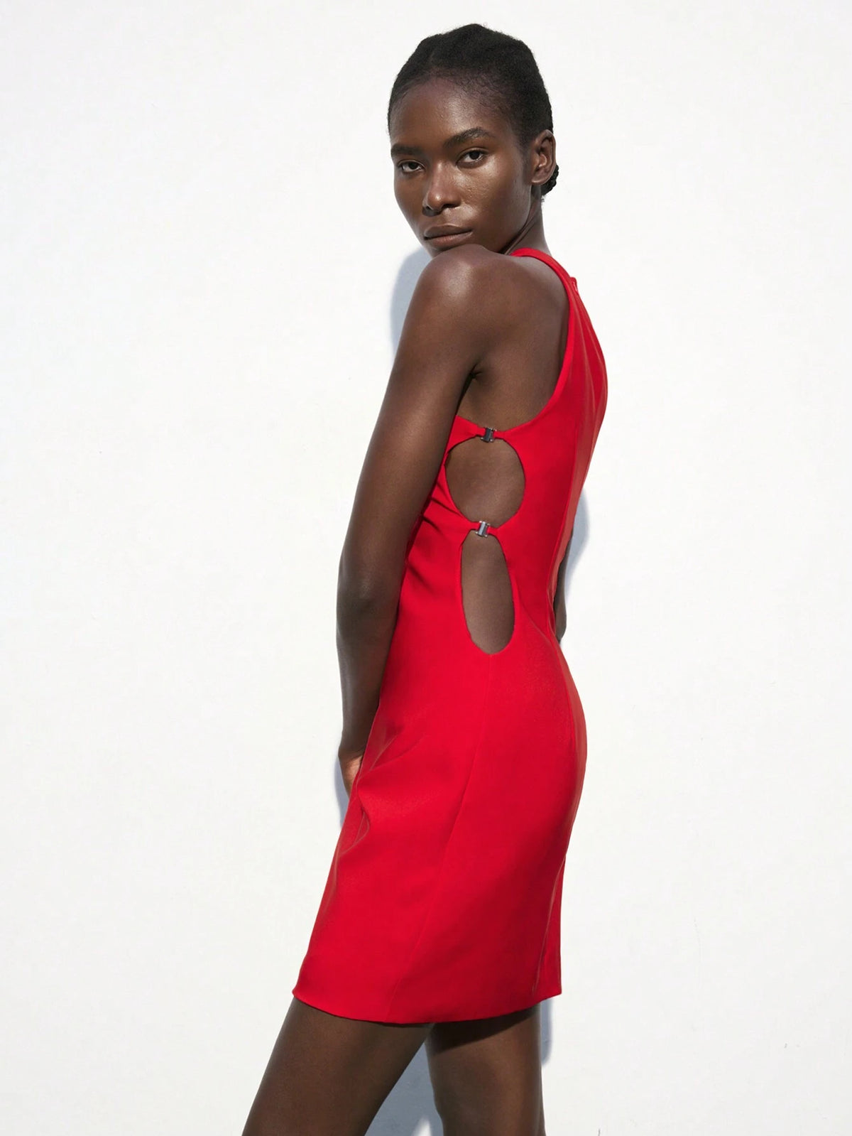 Maija Women Solid Color Crew Neck Sleeveless Casual Short Dress