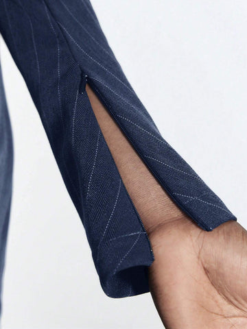 Maija Women Striped Print Asymmetrical Neck Long Sleeve Mini Dress