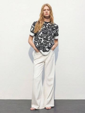Women Summer Casual Floral Print T-Shirt