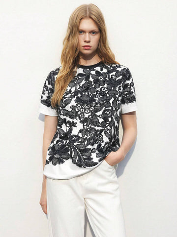 Women Summer Casual Floral Print T-Shirt