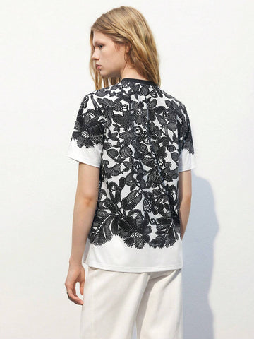 Women Summer Casual Floral Print T-Shirt