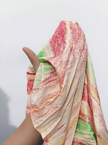 Maija Women's Apricot Print Crew Neck Button Decoration Asymmetrical Ruffle Long Sleeve Simple Short Dress, All-Match Style For Autumn/Winter