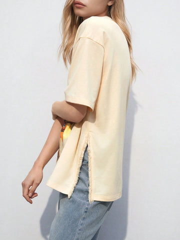 Women's Back To School Casual Loose Fit Graphic Print Round Neck Short Sleeve T-Shirt, Summer