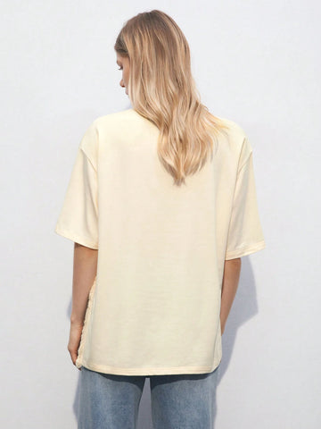 Women's Back To School Casual Loose Fit Graphic Print Round Neck Short Sleeve T-Shirt, Summer