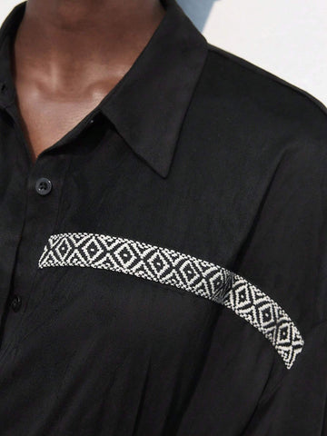 Maija Women's Casual Patchwork Ribbon Front Button Waisted Shirt Dress, For Autumn