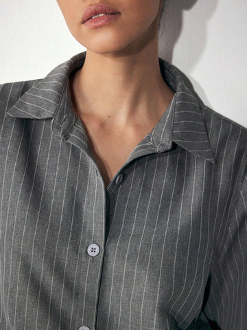 Maija Women's Casual Stripe Side Drawstring Short Dress, Autumn