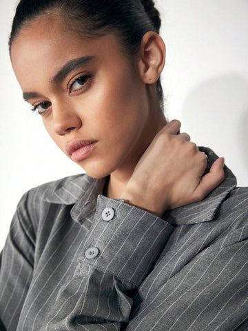 Maija Women's Casual Stripe Side Drawstring Short Dress, Autumn