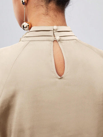 Maija Women's Elegant Solid Color Cross V-Neck Blouse For Autumn