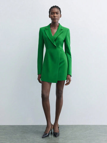 Maija Women's Elegant Solid Color Wrap Mini Dress, Autumn