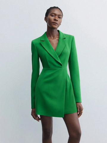 Maija Women's Elegant Solid Color Wrap Mini Dress, Autumn