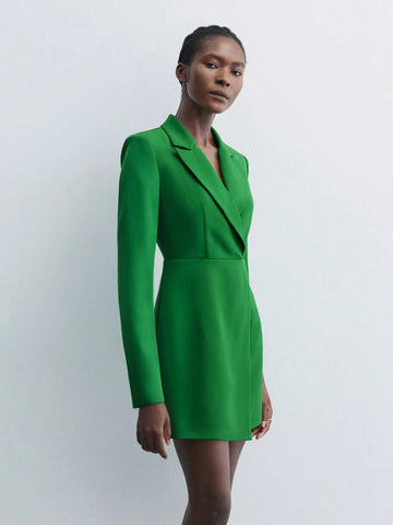 Maija Women's Elegant Solid Color Wrap Mini Dress, Autumn