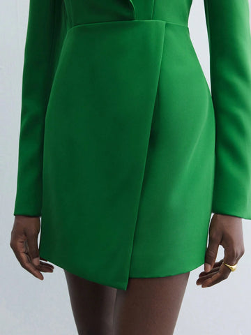 Maija Women's Elegant Solid Color Wrap Mini Dress, Autumn