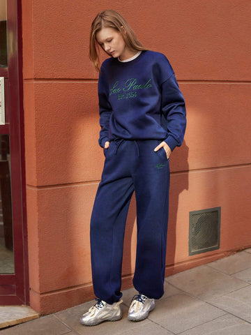 Maija Women's Letter Print Drawstring Waist Pockets Casual Sweatpants