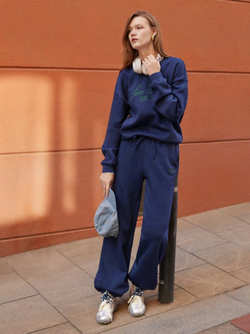 Maija Women's Letter Print Drawstring Waist Pockets Casual Sweatpants