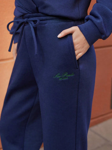 Maija Women's Letter Print Drawstring Waist Pockets Casual Sweatpants