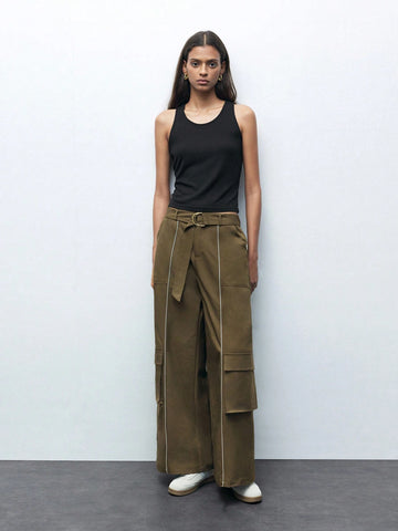 Maija Women's Loose Fit Wide Leg Casual Pants With Pockets