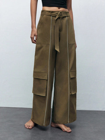 Maija Women's Loose Fit Wide Leg Casual Pants With Pockets