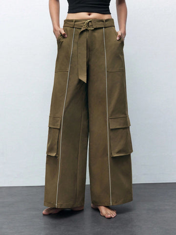 Maija Women's Loose Fit Wide Leg Casual Pants With Pockets