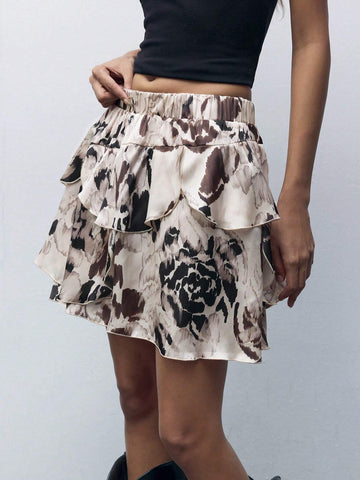 Maija Women's Ruched All-Over Allover Print Skirt, Casual Daily Wear