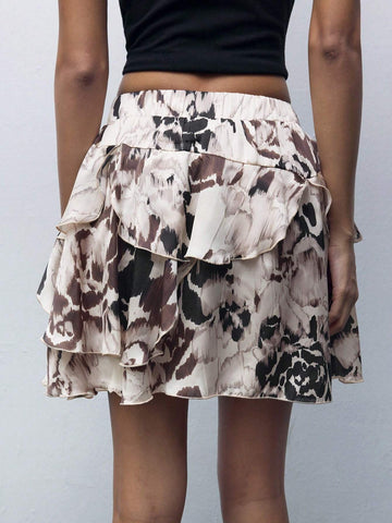 Maija Women's Ruched All-Over Allover Print Skirt, Casual Daily Wear