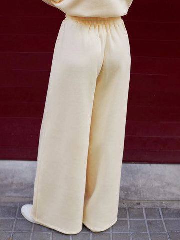 Maija Women's Solid Color Belted Wide Leg Loose Casual Sweatpants