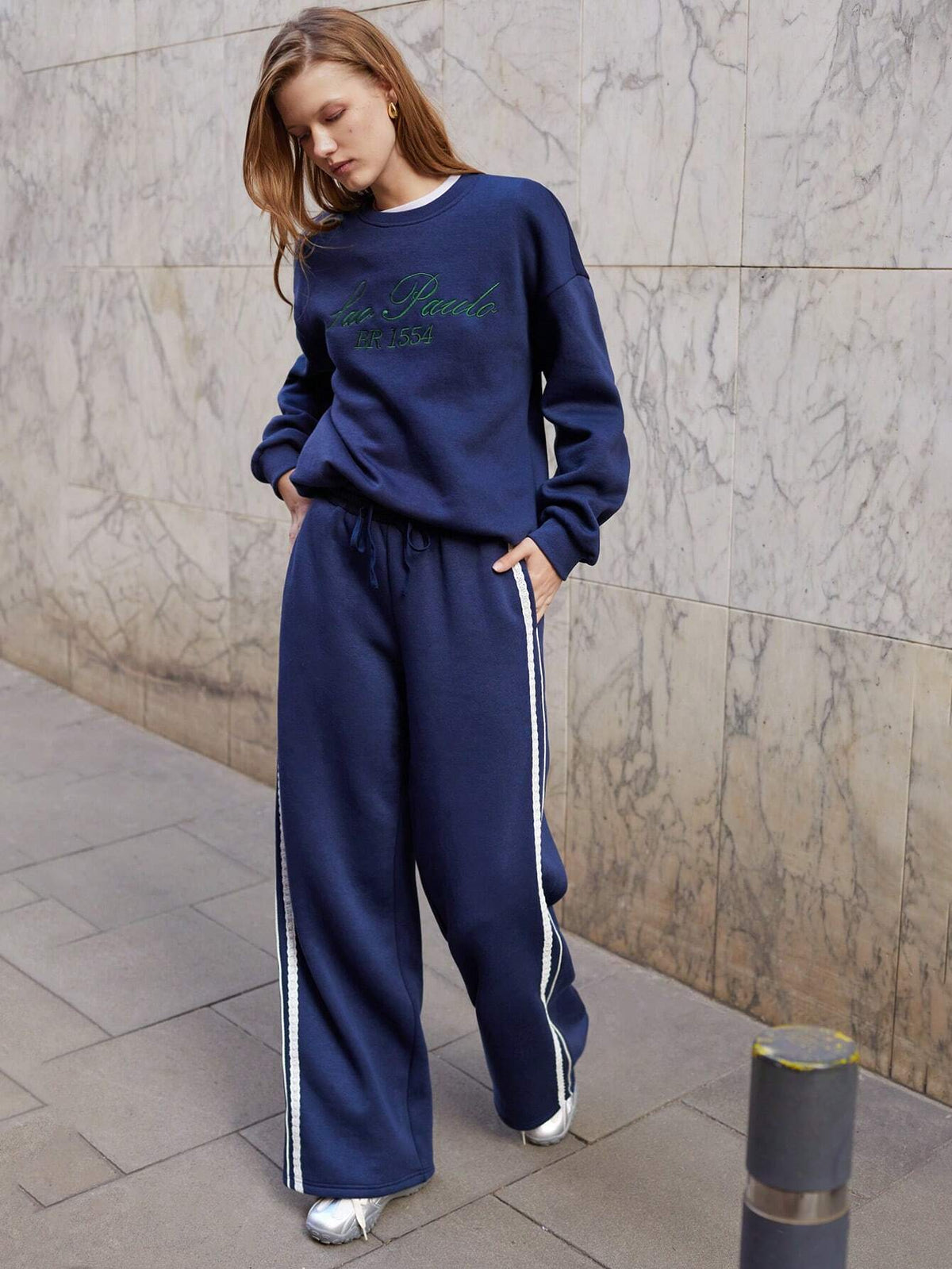 Maija Women's Tie-Waist Side Stripe Loose Casual Sweatpants