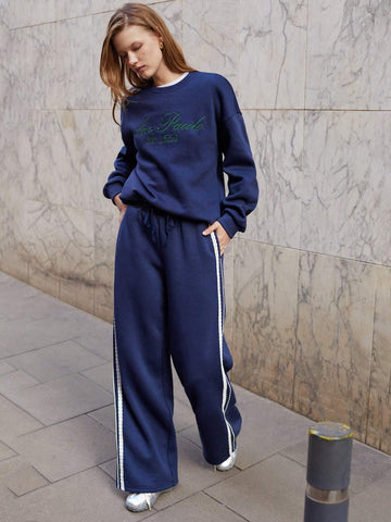 Maija Women's Tie-Waist Side Stripe Loose Casual Sweatpants