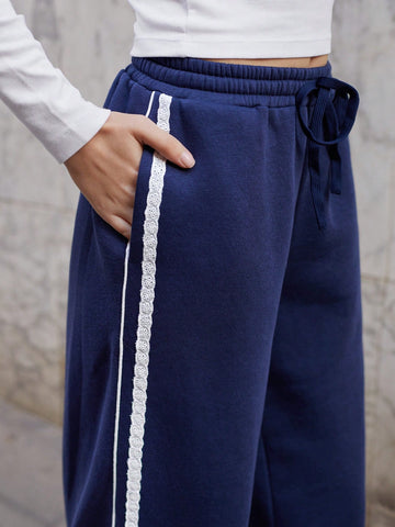 Maija Women's Tie-Waist Side Stripe Loose Casual Sweatpants