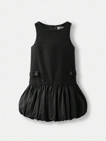 Young Girl Casual Patchwork Floral Bud Dress