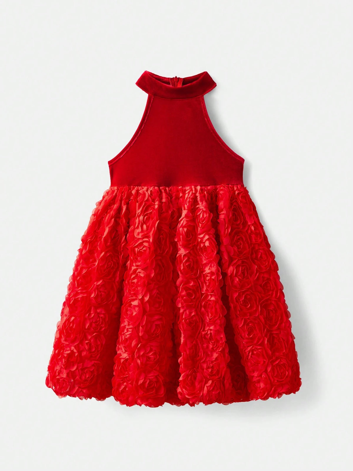 Young Girl Casual Patchwork Velvet Party Dress