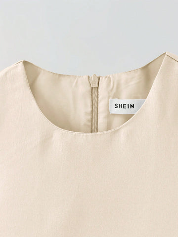 Young Girl Casual Round Neck Bow Decor Jumpsuit Dress Young Girl