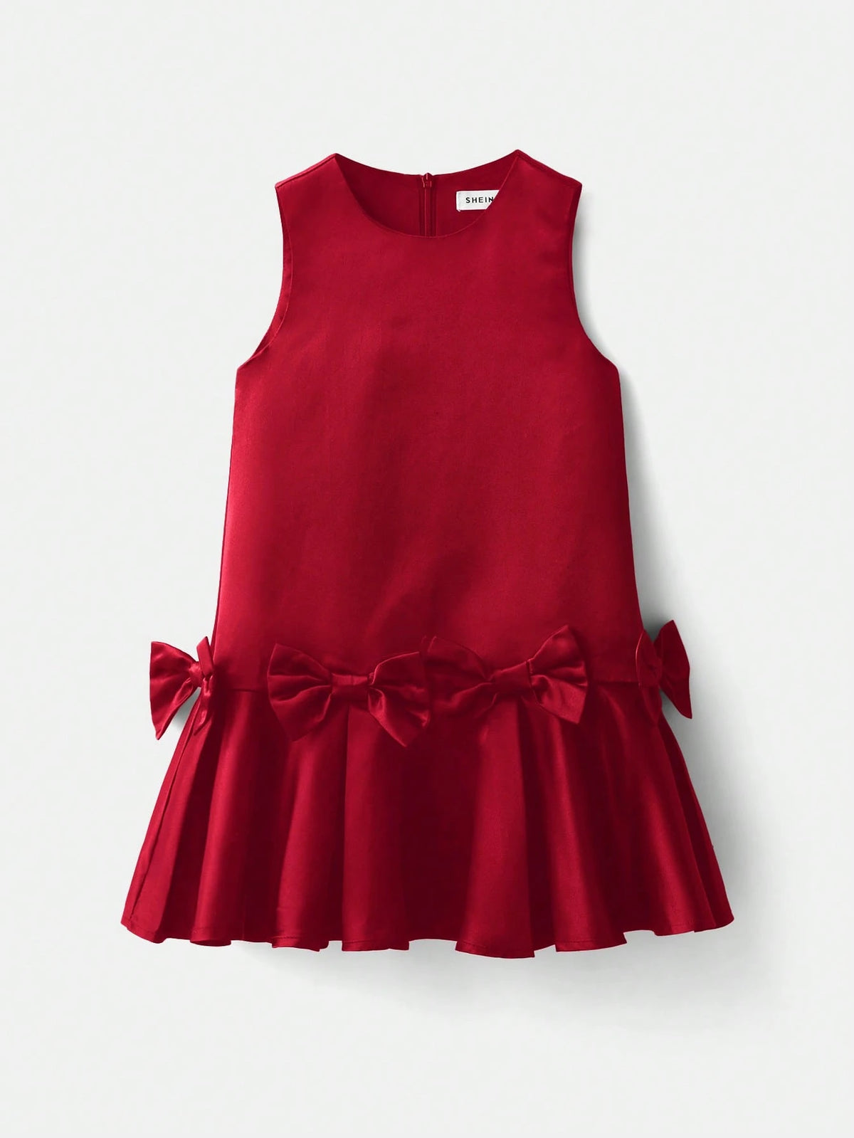 Maija Young Girl Casual Round Neck Bow Decor Jumpsuit Dress