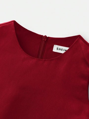 Maija Young Girl Casual Round Neck Bow Decor Jumpsuit Dress