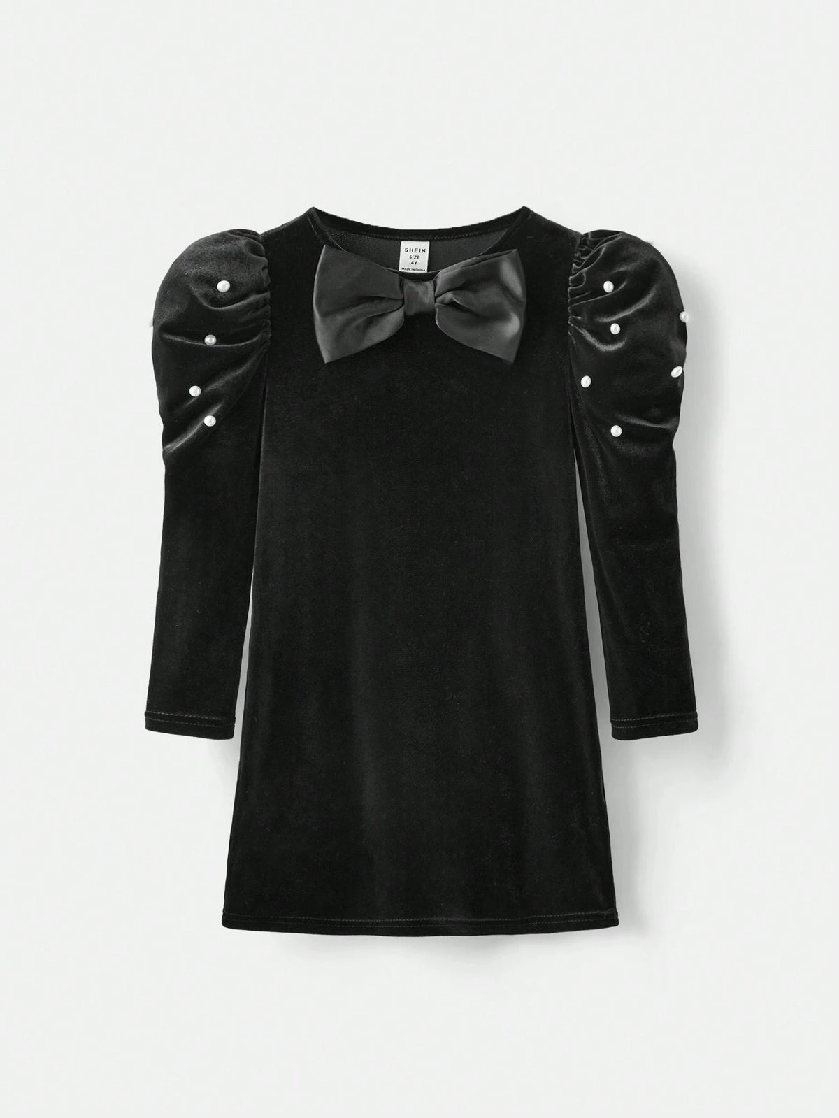 Young Girl Casual Velvet Bow Tie Jumpsuit Dress