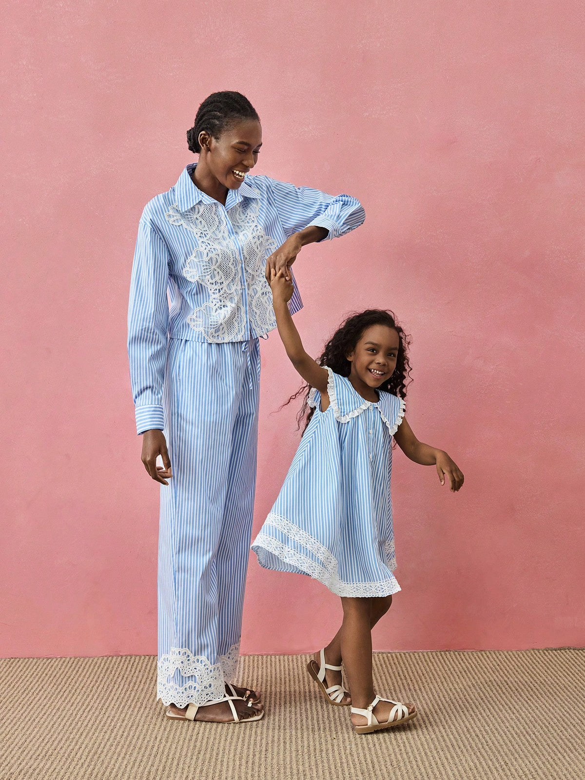 Young Girl Classic Blue & White Striped Dress, School Style Casual Outdoor/Home/Back To School Fashion Versatile, Loose A-Line Dress