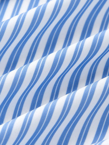 Young Girl Classic Blue & White Striped Dress, School Style Casual Outdoor/Home/Back To School Fashion Versatile, Loose A-Line Dress