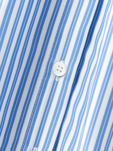 Young Girl Classic Blue & White Striped Dress, School Style Casual Outdoor/Home/Back To School Fashion Versatile, Loose A-Line Dress