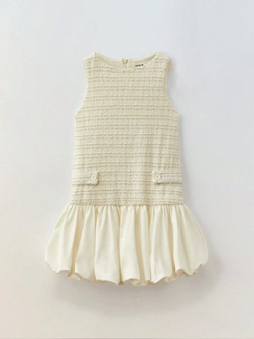 Maija Young Girl Leisure Patchwork Ruffle Hem Dress