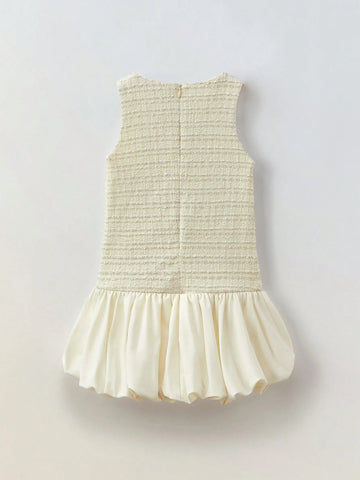 Maija Young Girl Leisure Patchwork Ruffle Hem Dress