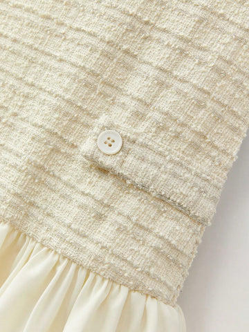 Maija Young Girl Leisure Patchwork Ruffle Hem Dress