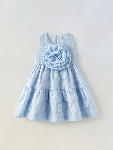Young Girl Loose Casual 3D Floral Dress