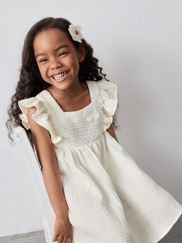 Young Girl Loose Casual 3D Floral Pattern Dress