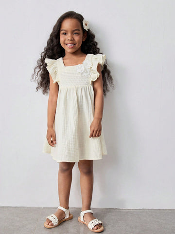 Young Girl Loose Casual 3D Floral Pattern Dress