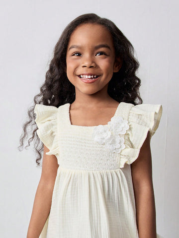 Young Girl Loose Casual 3D Floral Pattern Dress