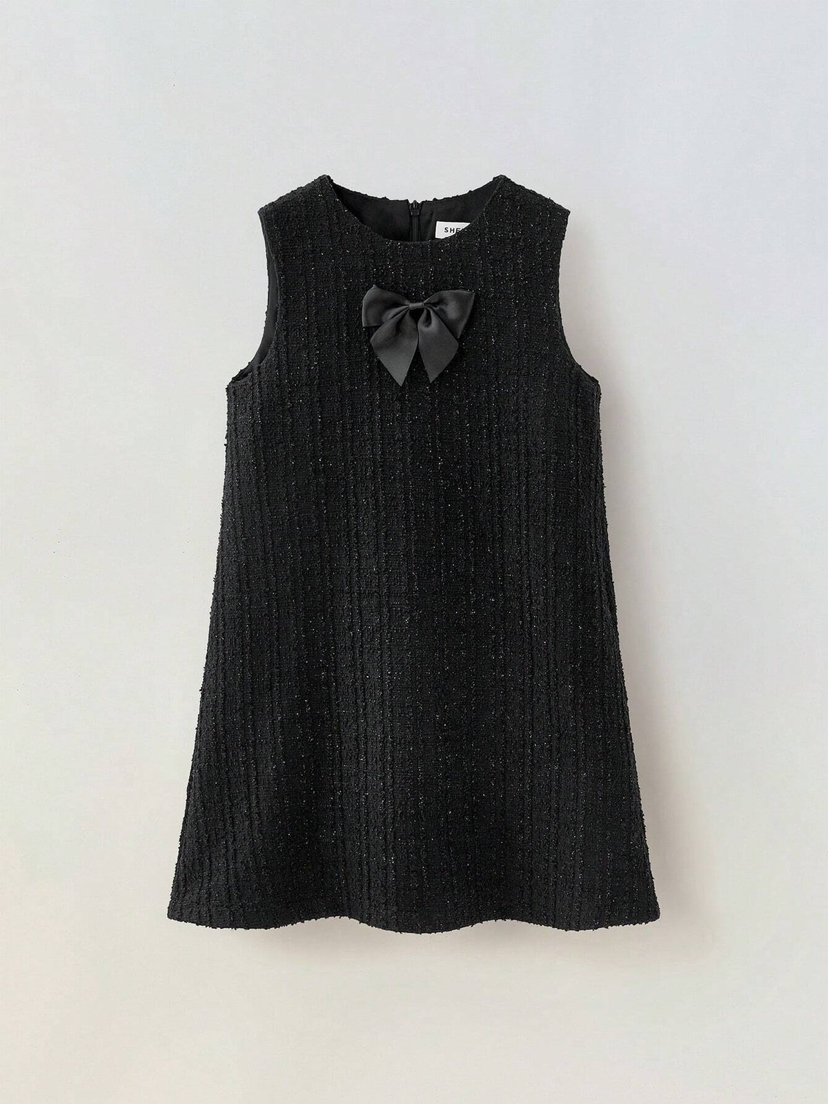 Maija Young Girl Loose Casual Bowknot Decor Jacquard Fabric Dress
