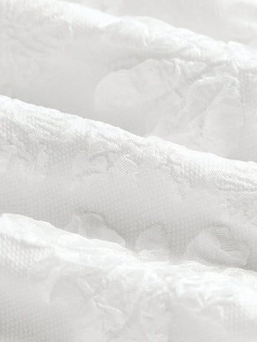 Young Girl Loose Casual Bowknot Decor Puff Sleeve Dress