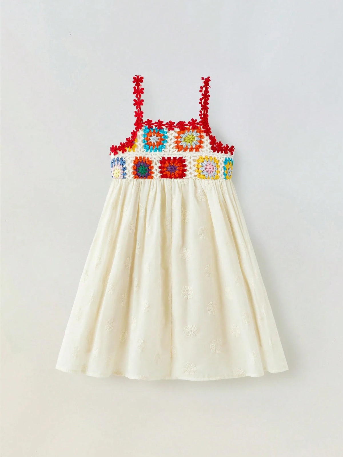 Young Girl Loose Casual Contrast Color Floral Pattern Camisole Dress